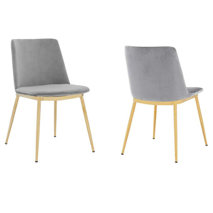 Messina Modern Blue Velvet and Gold Metal Leg Dining Room Chairs - Set of 2 By Armen Living | Dining Chairs | Modishstore - 6