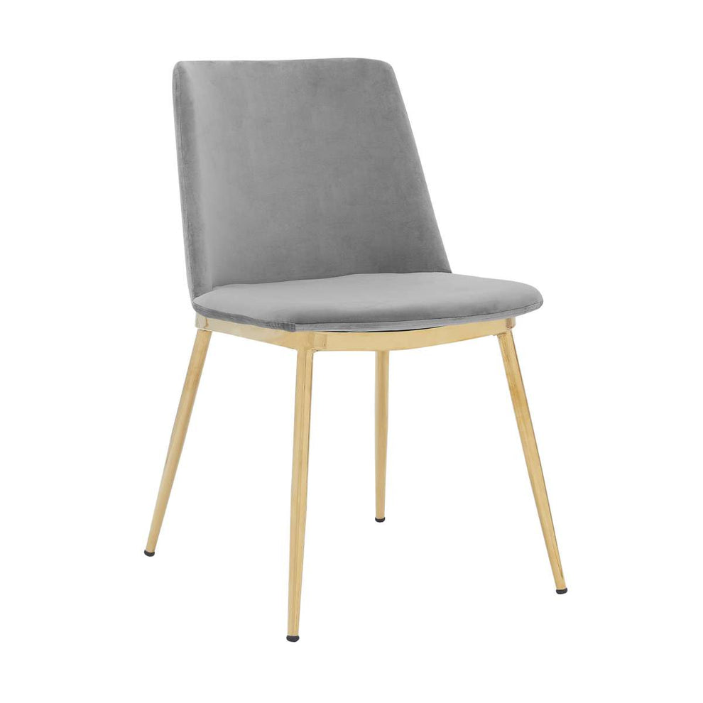 Messina Modern Blue Velvet and Gold Metal Leg Dining Room Chairs - Set of 2 By Armen Living | Dining Chairs | Modishstore - 7