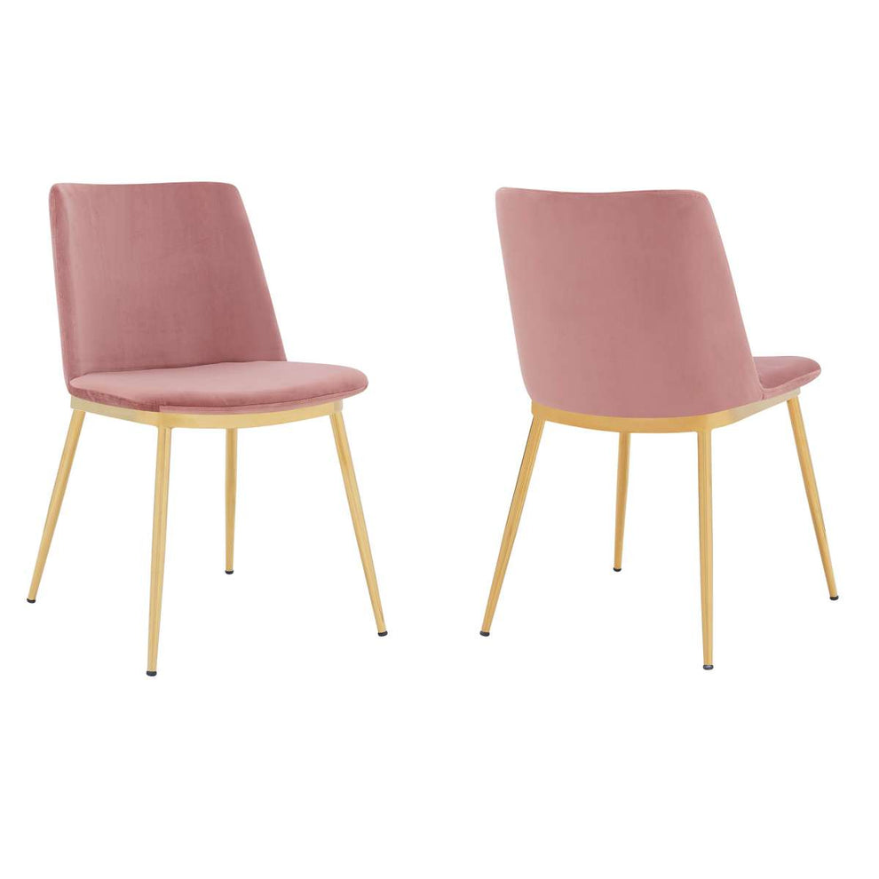 Messina Modern Blue Velvet and Gold Metal Leg Dining Room Chairs - Set of 2 By Armen Living | Dining Chairs | Modishstore - 11