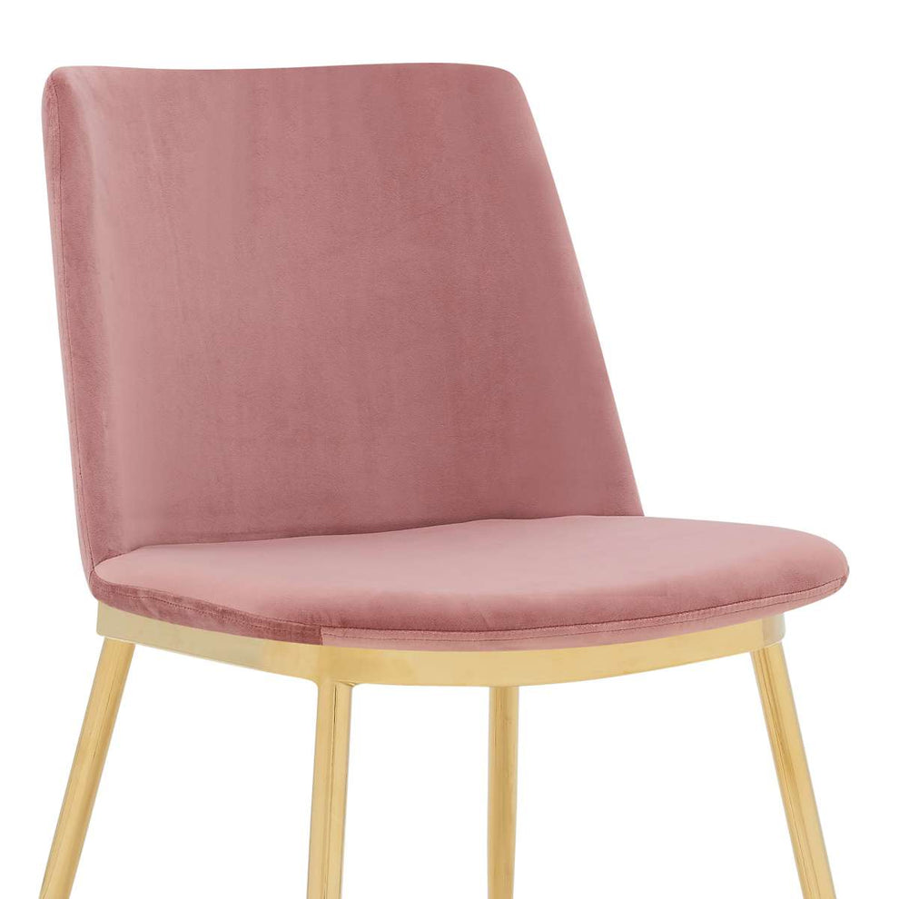Messina Modern Blue Velvet and Gold Metal Leg Dining Room Chairs - Set of 2 By Armen Living | Dining Chairs | Modishstore - 14