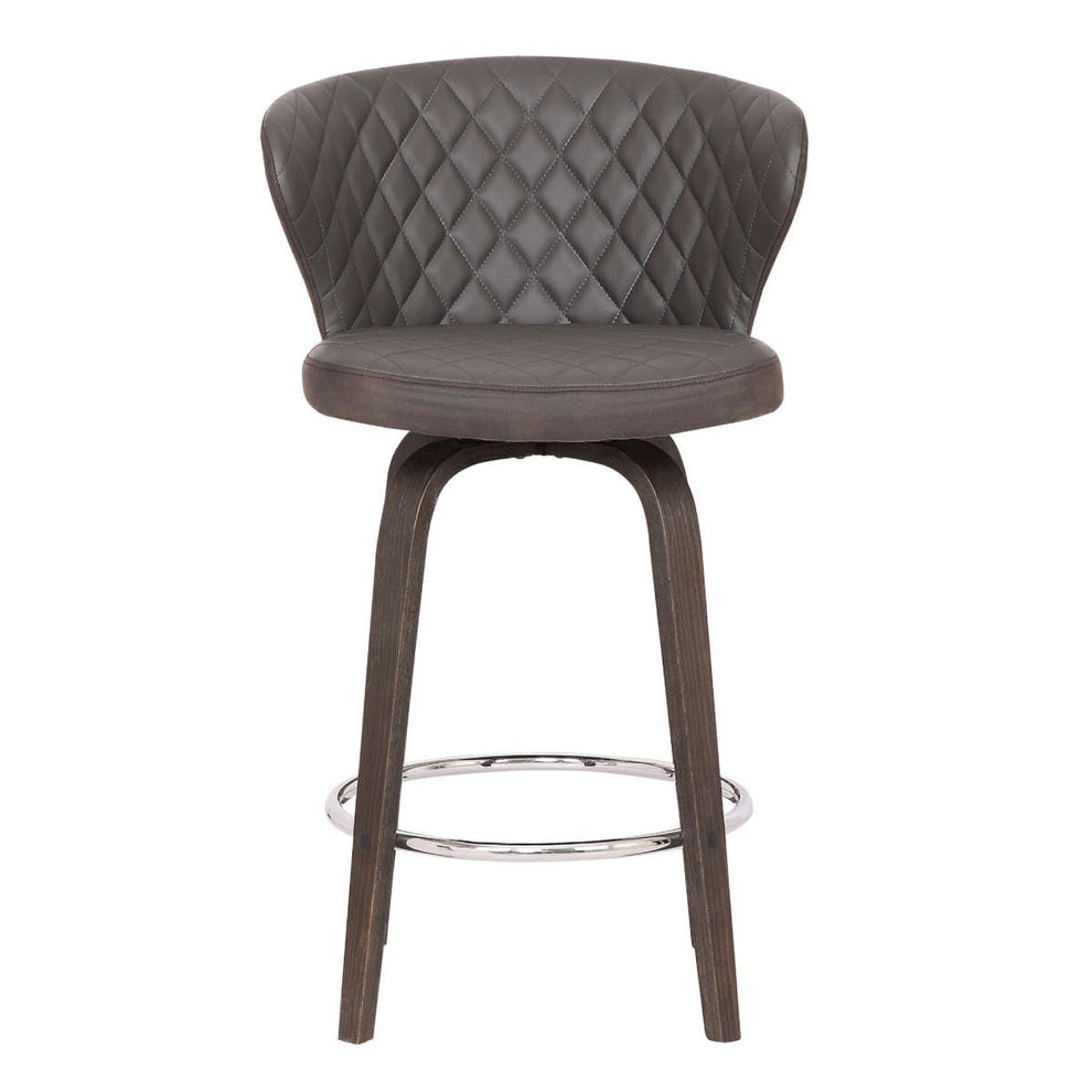 Mynette 30" Swivel Brown Faux Leather Bar Stool By Armen Living | Bar Stools | Modishstore - 3