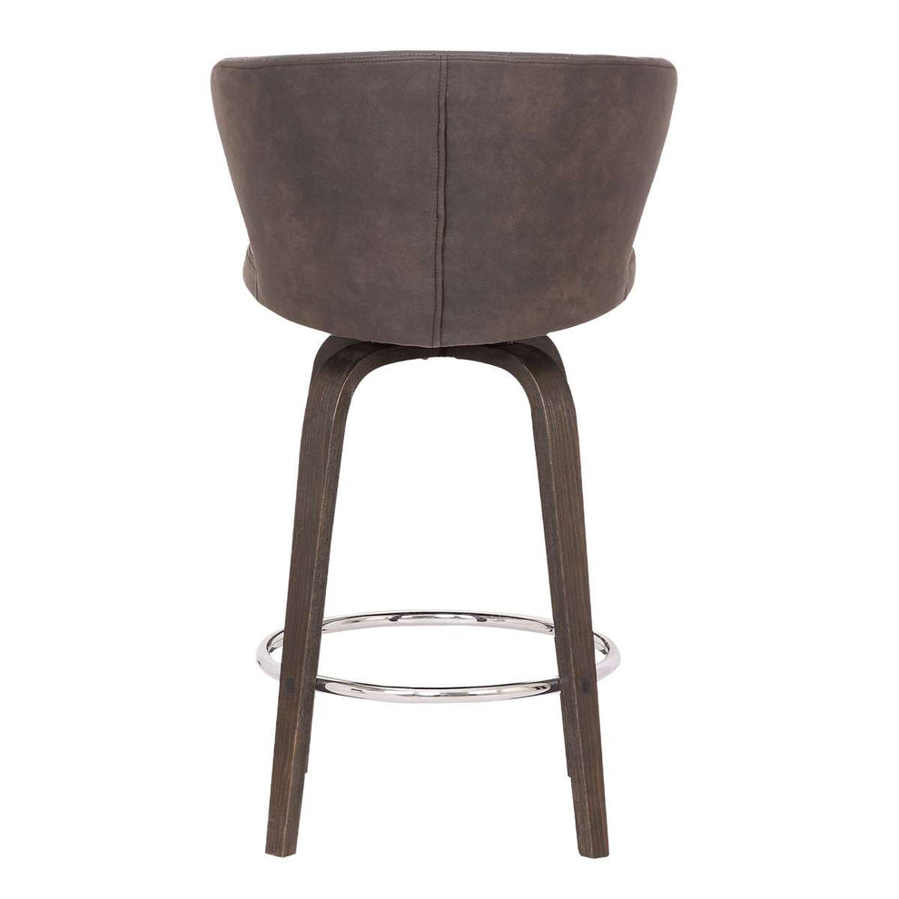 Mynette 30" Swivel Brown Faux Leather Bar Stool By Armen Living | Bar Stools | Modishstore - 5