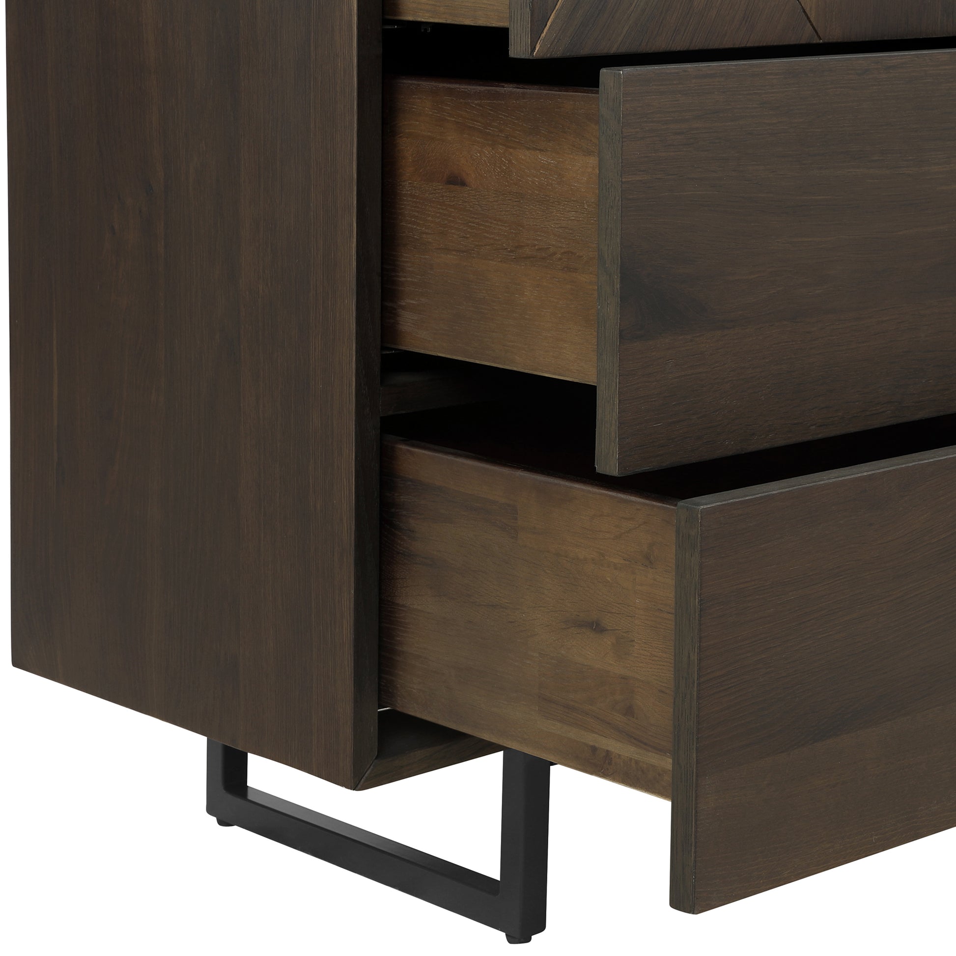Marquis 6 Drawer Oak Wood Dresser with Black Metal Legs By Armen Living | Dressers | Modishstore - 6
