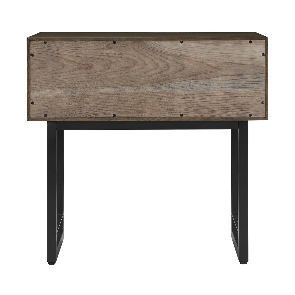 Marquis 1 Drawer Oak Wood Nighstand with Black Metal Legs By Armen Living | Nightstands | Modishstore - 5