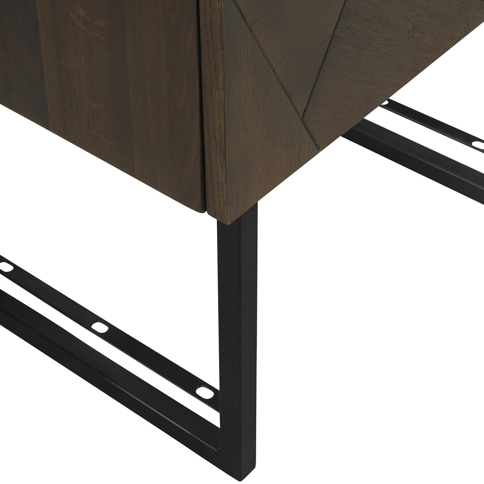 Marquis 1 Drawer Oak Wood Nighstand with Black Metal Legs By Armen Living | Nightstands | Modishstore - 7