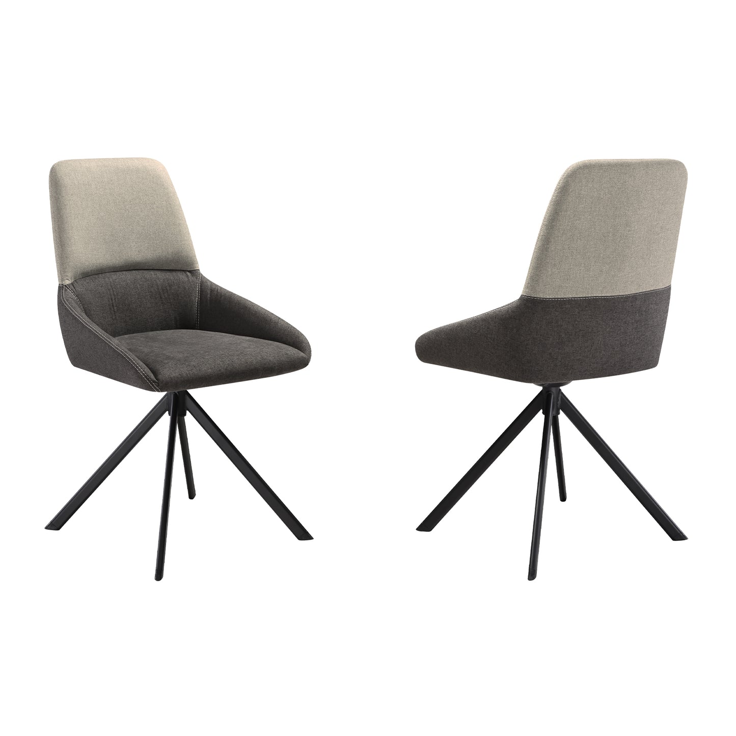 Maverick Swivel Upholstered Dining Chair in Two-Tone Fabric Gray with Black Metal Legs - Set of 2 By Armen Living | Dining Chairs | Modishstore - 3