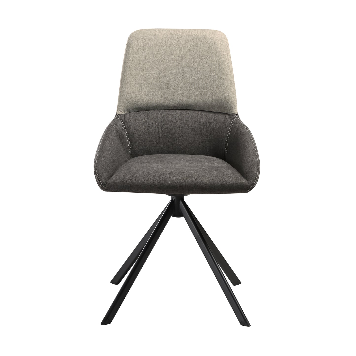Maverick Swivel Upholstered Dining Chair in Two-Tone Fabric Gray with Black Metal Legs - Set of 2 By Armen Living | Dining Chairs | Modishstore - 5