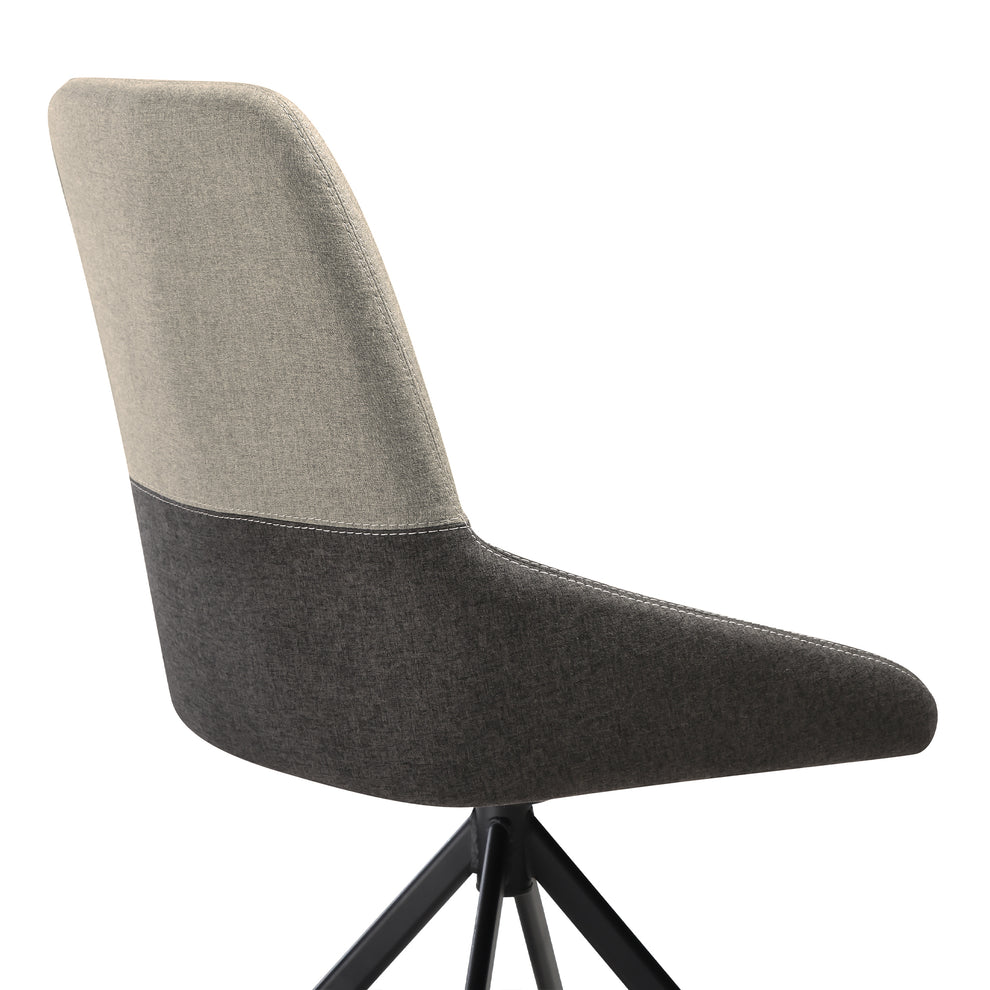 Maverick Swivel Upholstered Dining Chair in Two-Tone Fabric Gray with Black Metal Legs - Set of 2 By Armen Living | Dining Chairs | Modishstore - 7