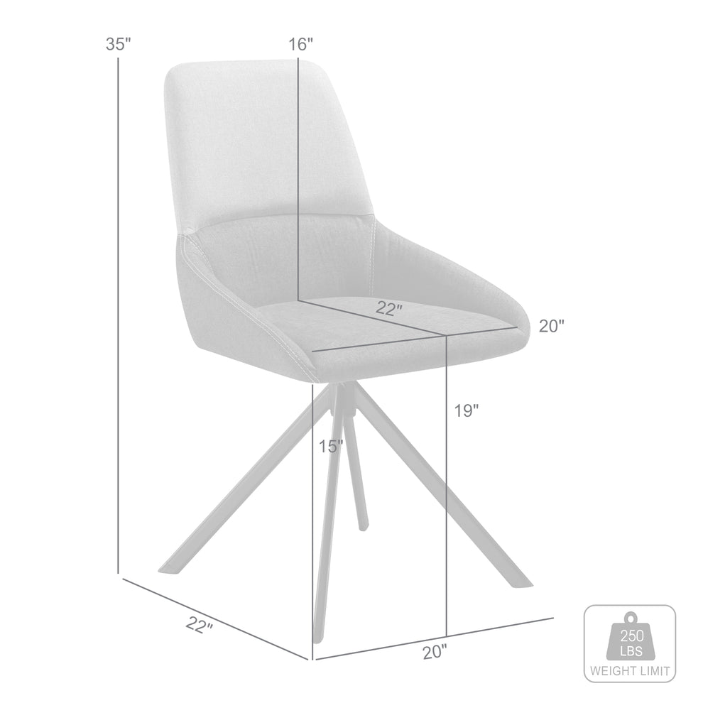 Maverick Swivel Upholstered Dining Chair in Two-Tone Fabric Gray with Black Metal Legs - Set of 2 By Armen Living | Dining Chairs | Modishstore - 9