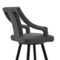 Maxen 26" Gray Faux Leather and Black Metal Swivel Bar Stool By Armen Living | Bar Stools |  Modishstore  - 6