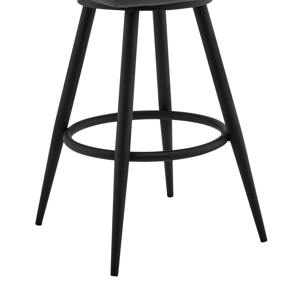 Maxen 30" Gray Faux Leather and Black Metal Swivel Bar Stool By Armen Living | Bar Stools |  Modishstore  - 4