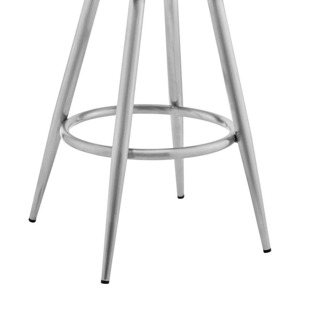 Maxen 30" Gray Faux Leather and Brushed Stainless Steel Swivel Bar Stool By Armen Living | Bar Stools |  Modishstore  - 7