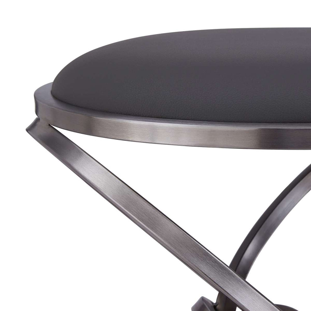 Medley Contemporary 26" Counter Height Barstool in Brushed Stainless Steel Finish and Gray Faux Leather By Armen Living | Bar Stools |  Modishstore  - 4