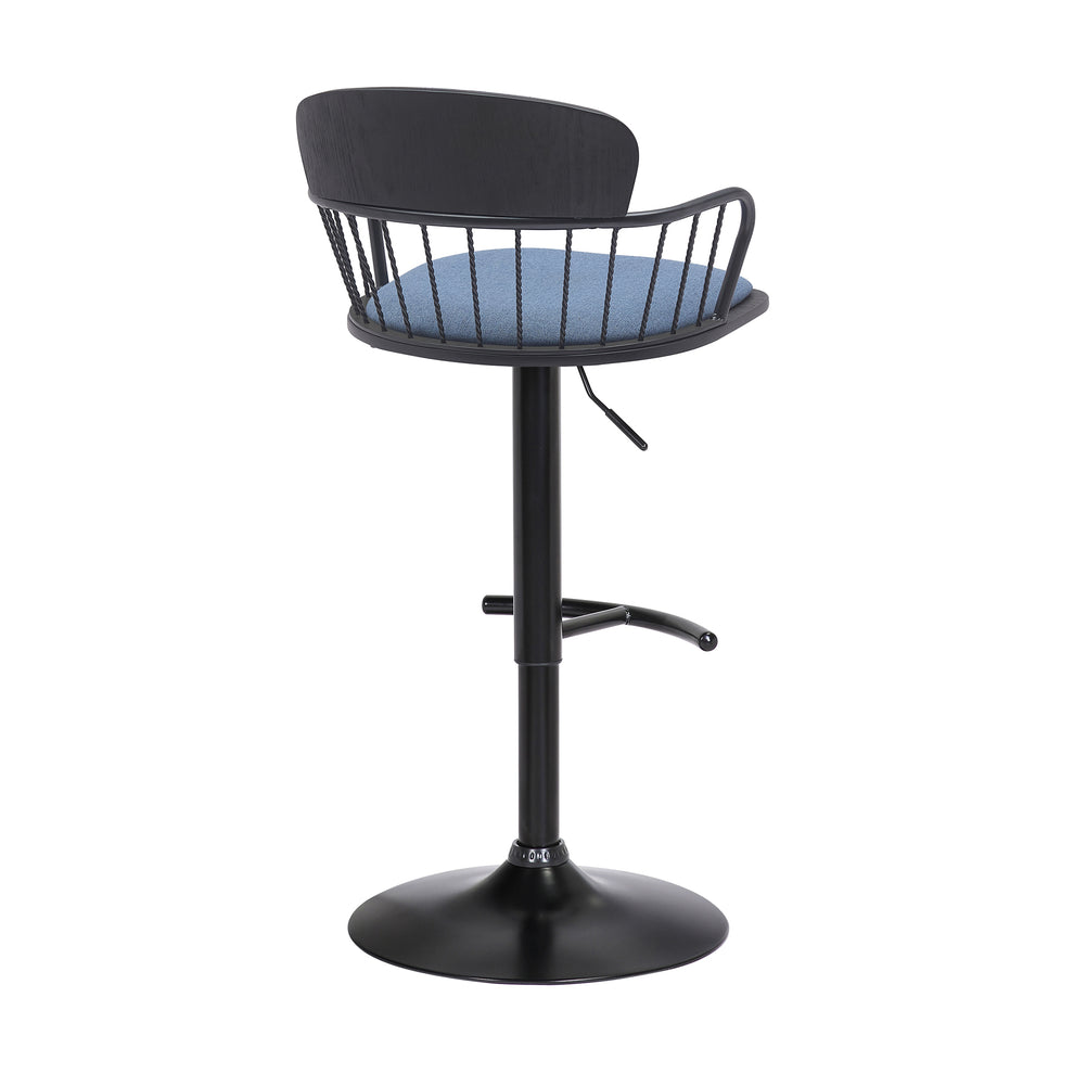 Nash Adjustable Black Wood Bar Stool in Light Gray Fabric with Black Metal By Armen Living | Bar Stools | Modishstore - 13