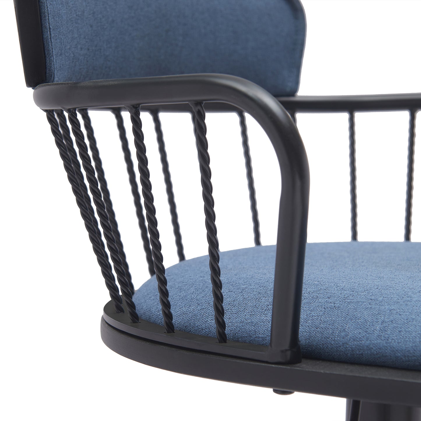 Nash Adjustable Black Wood Bar Stool in Light Gray Fabric with Black Metal By Armen Living | Bar Stools | Modishstore - 15