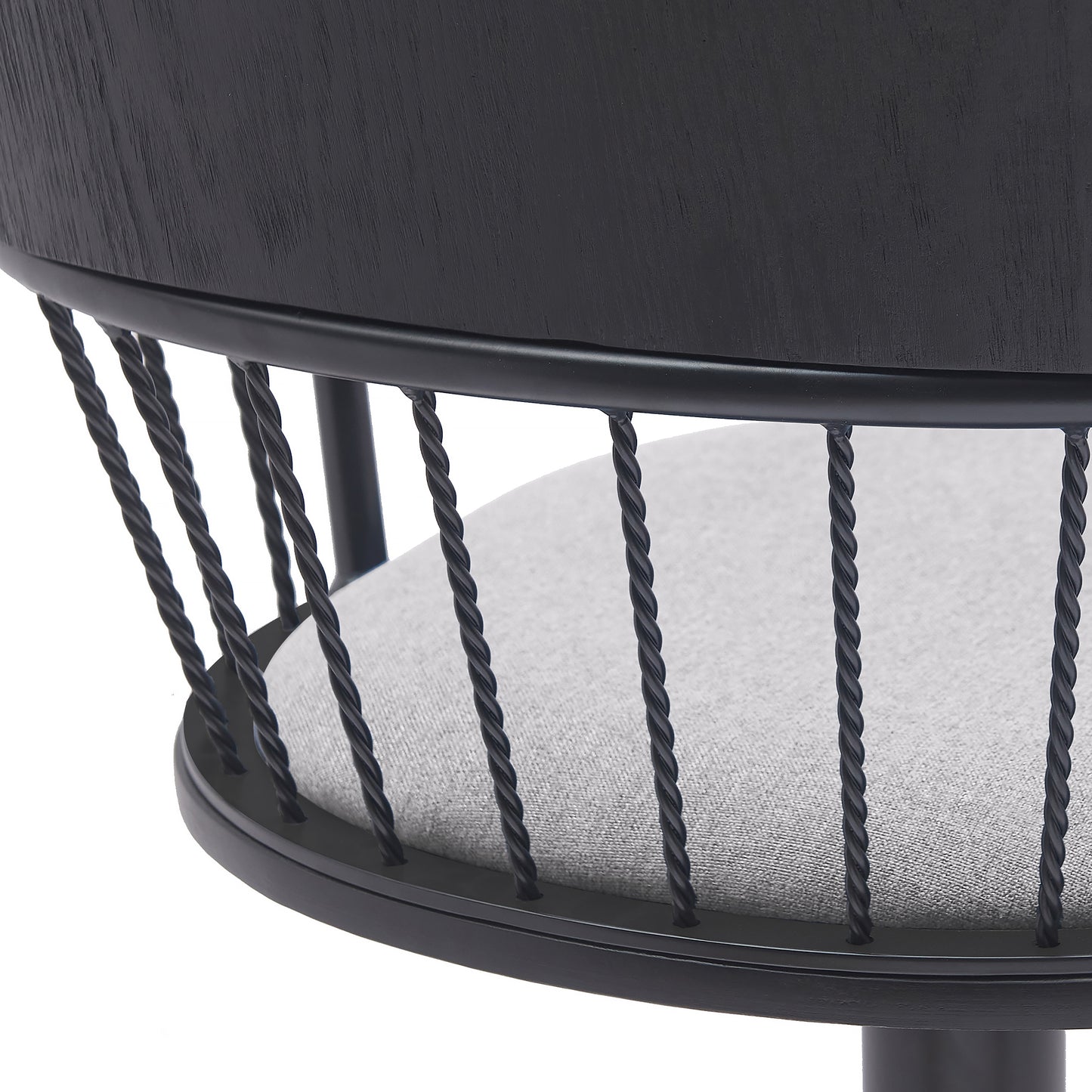 Nash Adjustable Black Wood Bar Stool in Light Gray Fabric with Black Metal By Armen Living | Bar Stools | Modishstore - 9