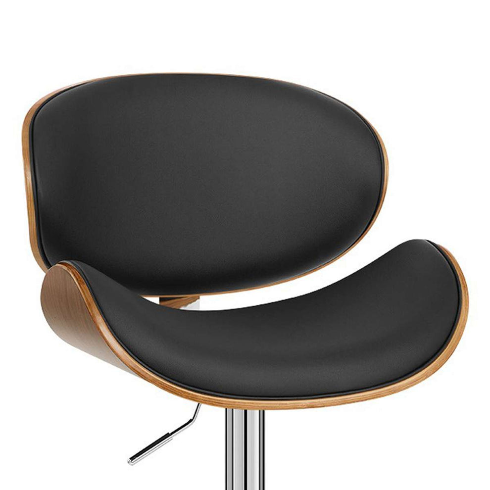 Naples Black Faux Leather Adjustable Height Swivel Walnut Wood and Chrome Base Bar Stool By Armen Living | Bar Stools | Modishstore - 6