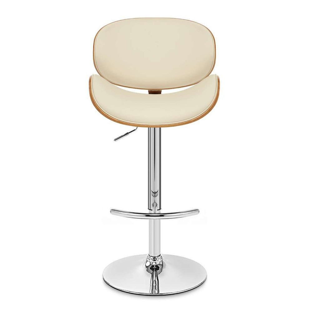 Naples Black Faux Leather Adjustable Height Swivel Walnut Wood and Chrome Base Bar Stool By Armen Living | Bar Stools | Modishstore - 10