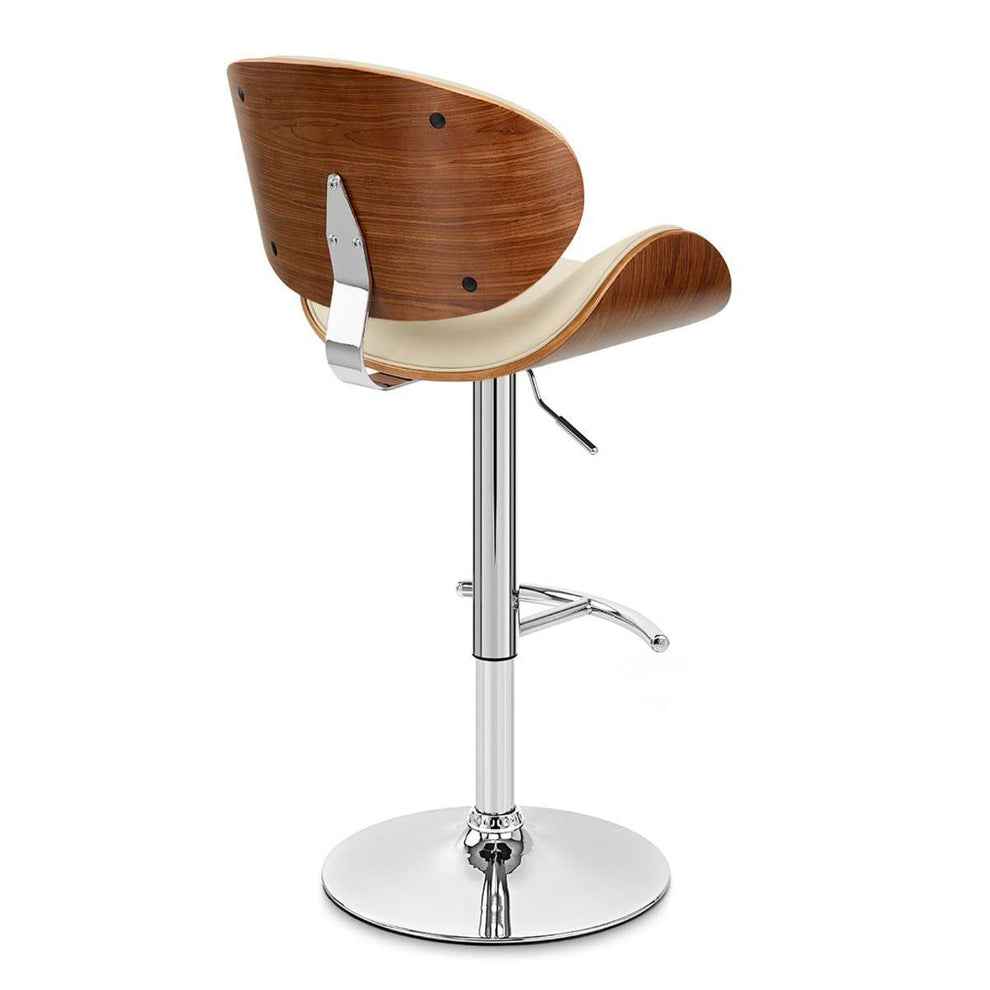 Naples Black Faux Leather Adjustable Height Swivel Walnut Wood and Chrome Base Bar Stool By Armen Living | Bar Stools | Modishstore - 11