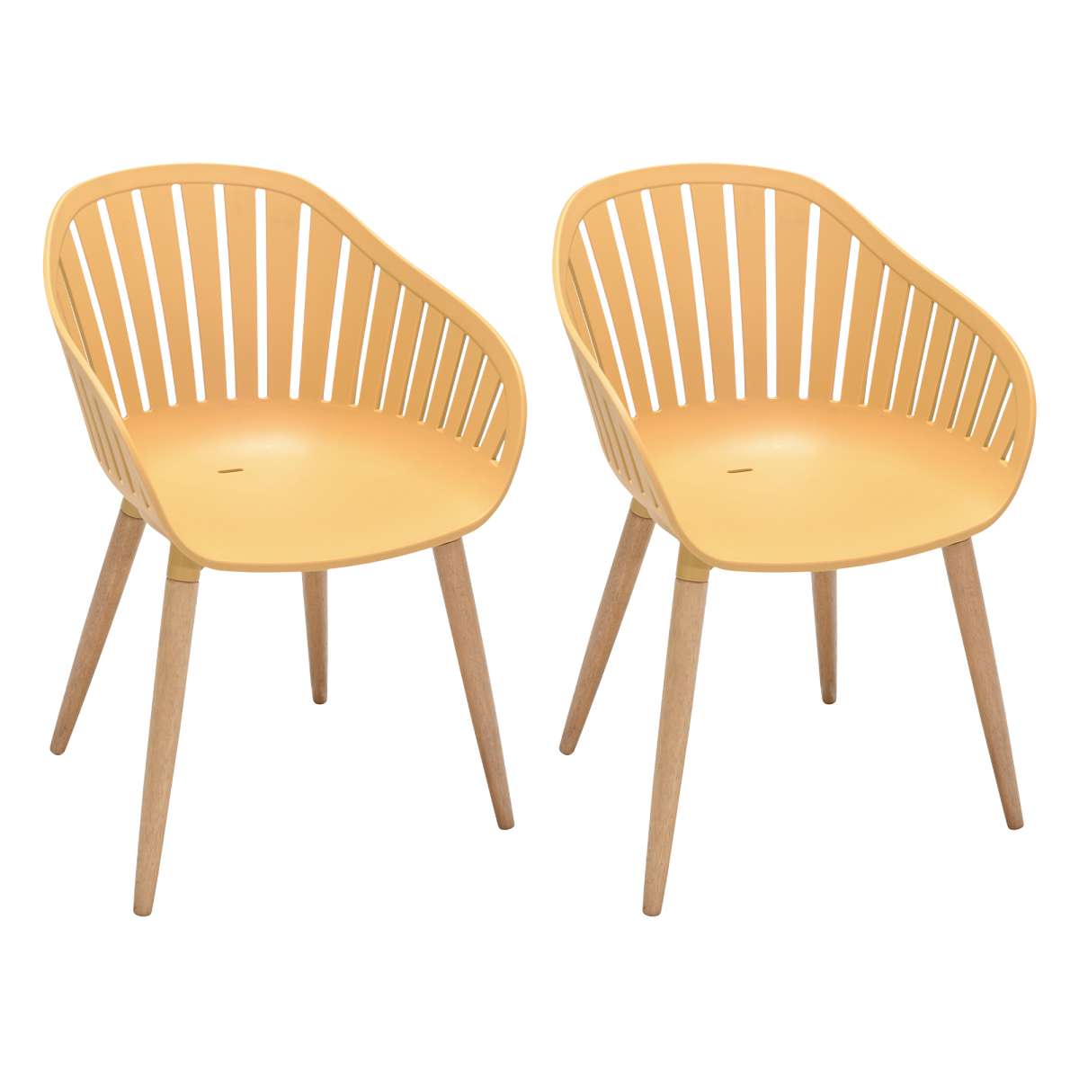 Nassau Outdoor Arm Dining Chairs in Honey Yellow Finish with Wood legs- Set of 2 By Armen Living | Outdoor Chairs |  Modishstore  - 6