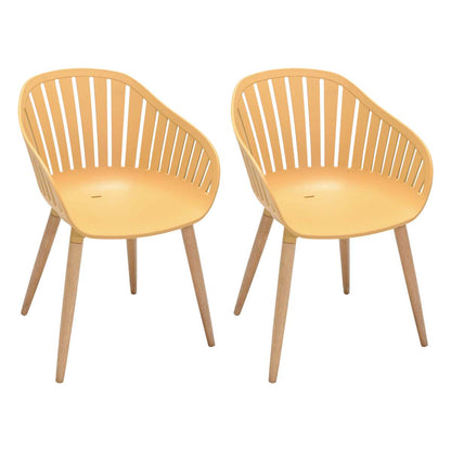 Nassau Outdoor Arm Dining Chairs in Honey Yellow Finish with Wood legs- Set of 2 By Armen Living | Outdoor Chairs |  Modishstore  - 6