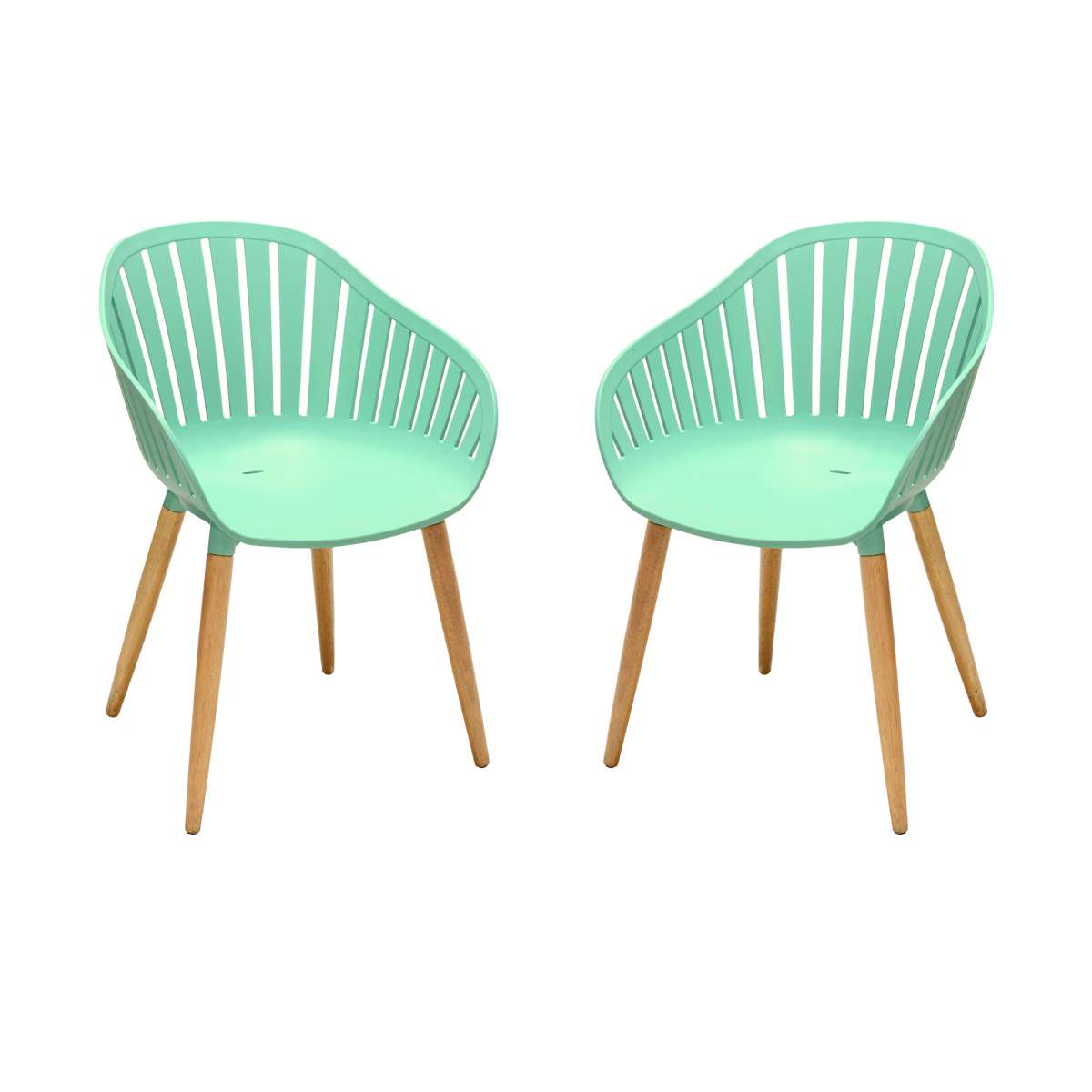 Nassau Outdoor Mint Green Dining Chair with Eucalyptus Wood Legs - Set of 2 By Armen Living | Outdoor Chairs |  Modishstore  - 2