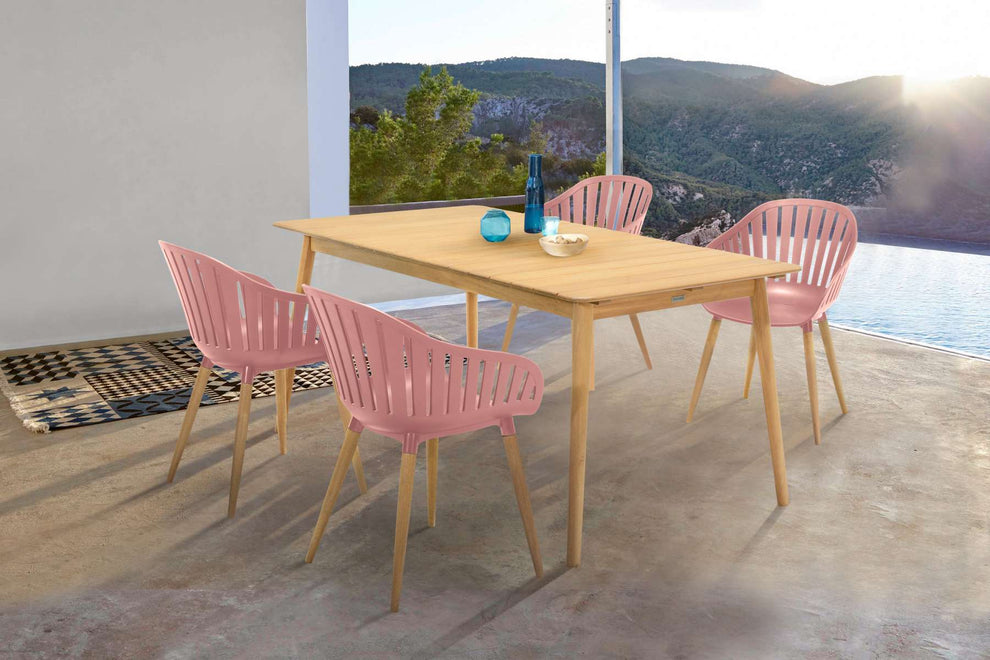 Nassau Outdoor Arm Dining Chairs in Honey Yellow Finish with Wood legs- Set of 2 By Armen Living | Outdoor Chairs |  Modishstore  - 14