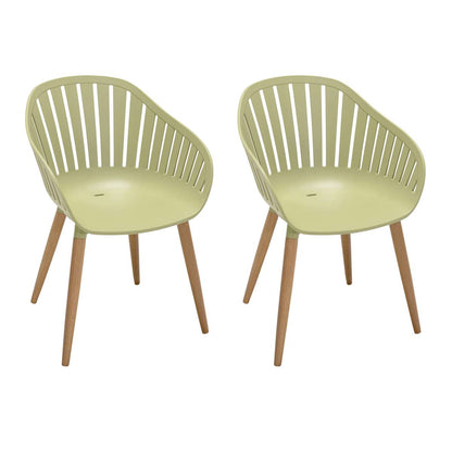 Nassau Outdoor Arm Dining Chairs in Honey Yellow Finish with Wood legs- Set of 2 By Armen Living | Outdoor Chairs |  Modishstore  - 18