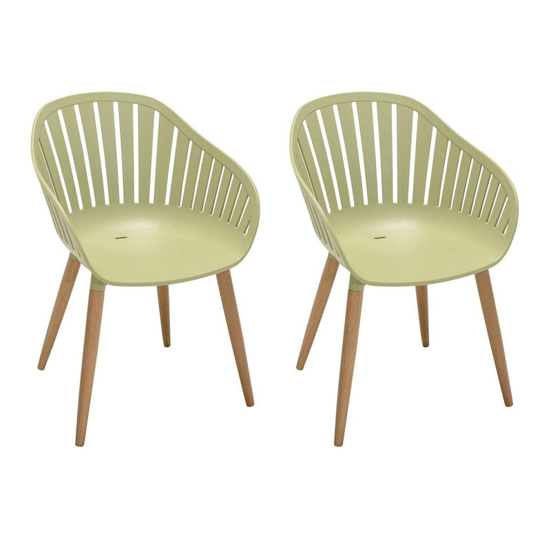 Nassau Outdoor Arm Dining Chairs in Honey Yellow Finish with Wood legs- Set of 2 By Armen Living | Outdoor Chairs |  Modishstore  - 18