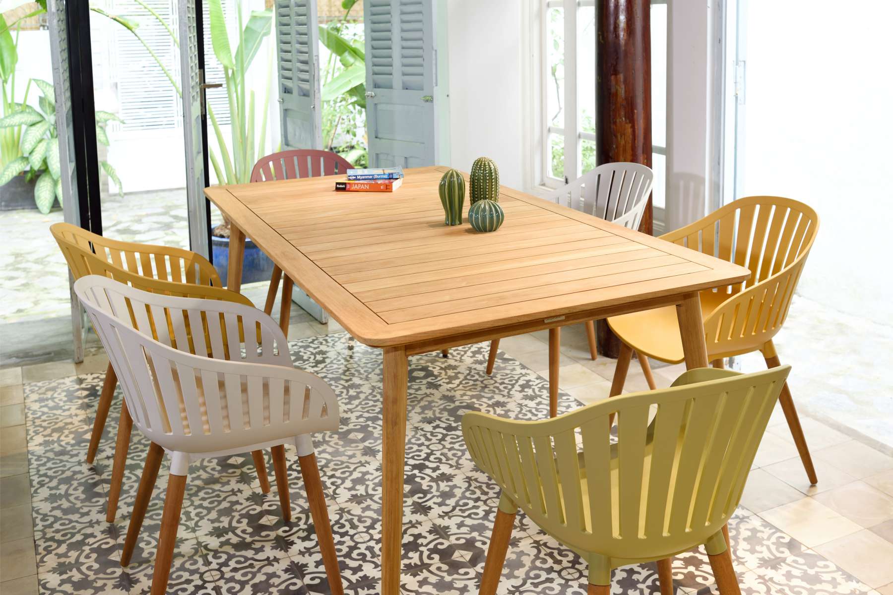 Nassau Outdoor Arm Dining Chairs in Honey Yellow Finish with Wood legs- Set of 2 By Armen Living | Outdoor Chairs |  Modishstore  - 17