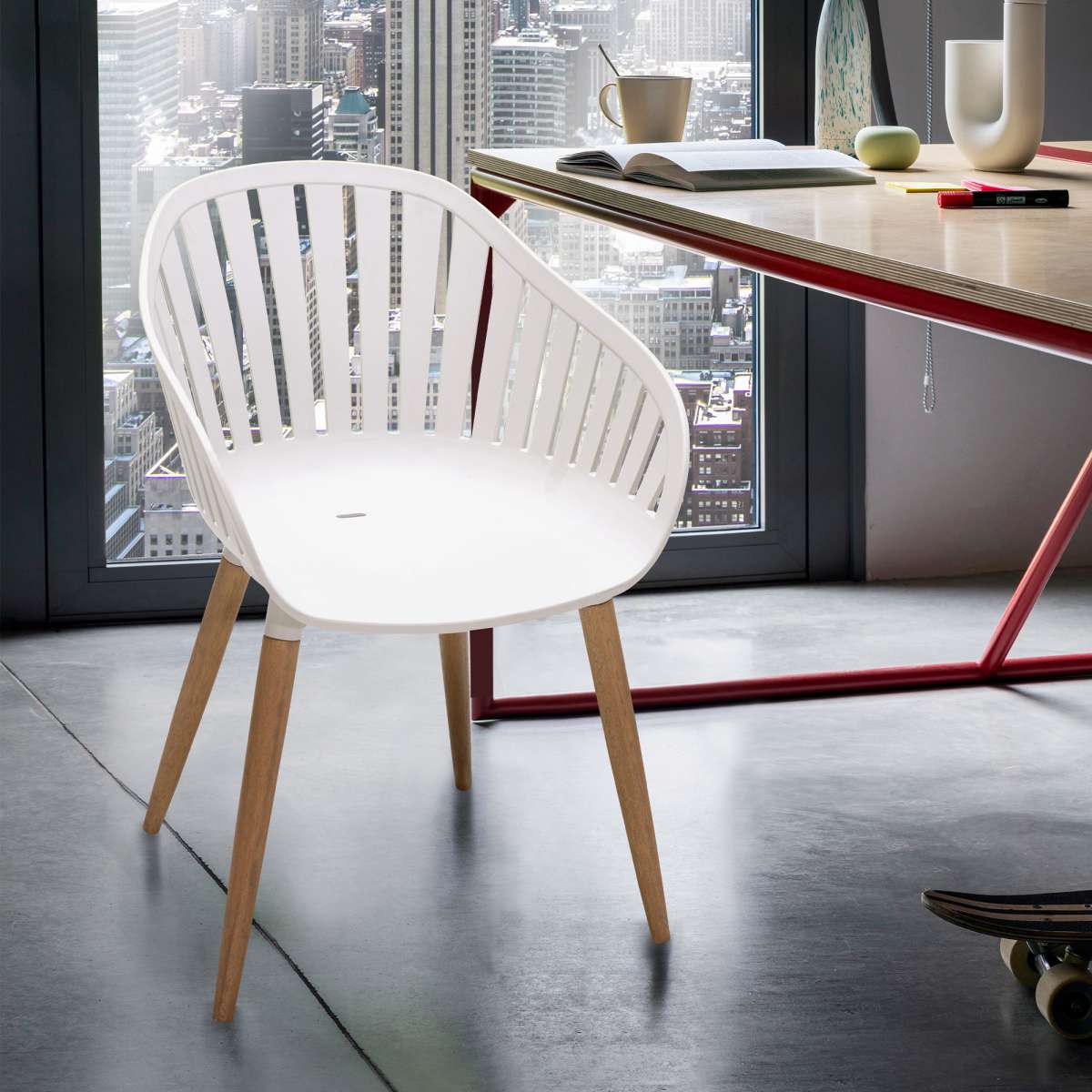 Nassau Outdoor Arm Dining Chairs in Honey Yellow Finish with Wood legs- Set of 2 By Armen Living | Outdoor Chairs |  Modishstore  - 26