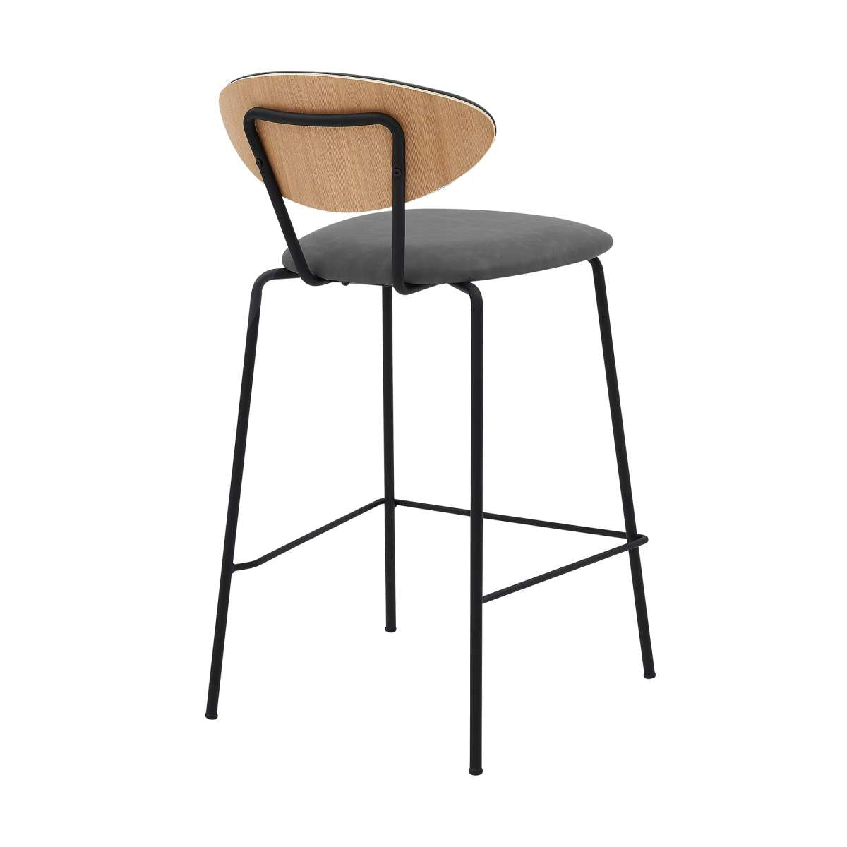 Neo 26" Gray Faux Leather and Metal Counter Height Bar Stool By Armen Living | Bar Stools |  Modishstore  - 4
