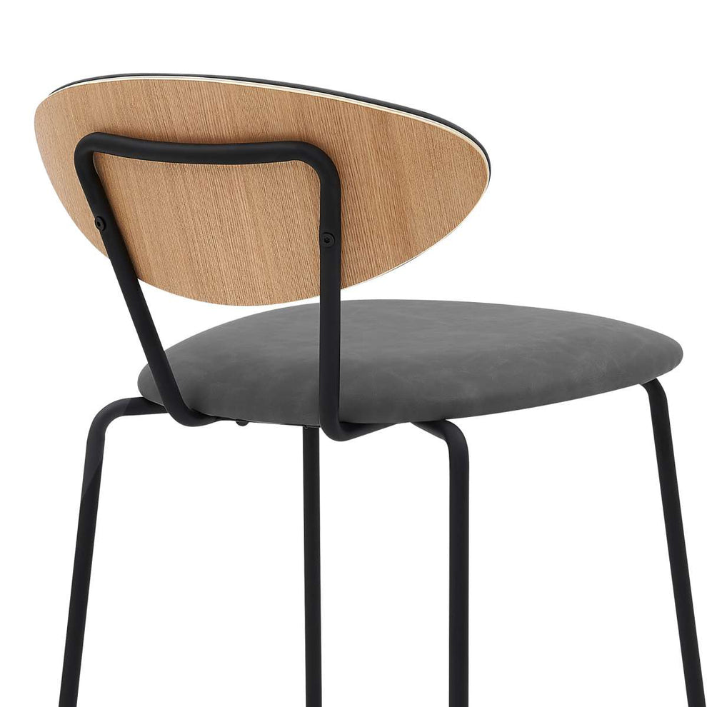 Neo 26" Gray Faux Leather and Metal Counter Height Bar Stool By Armen Living | Bar Stools |  Modishstore  - 6