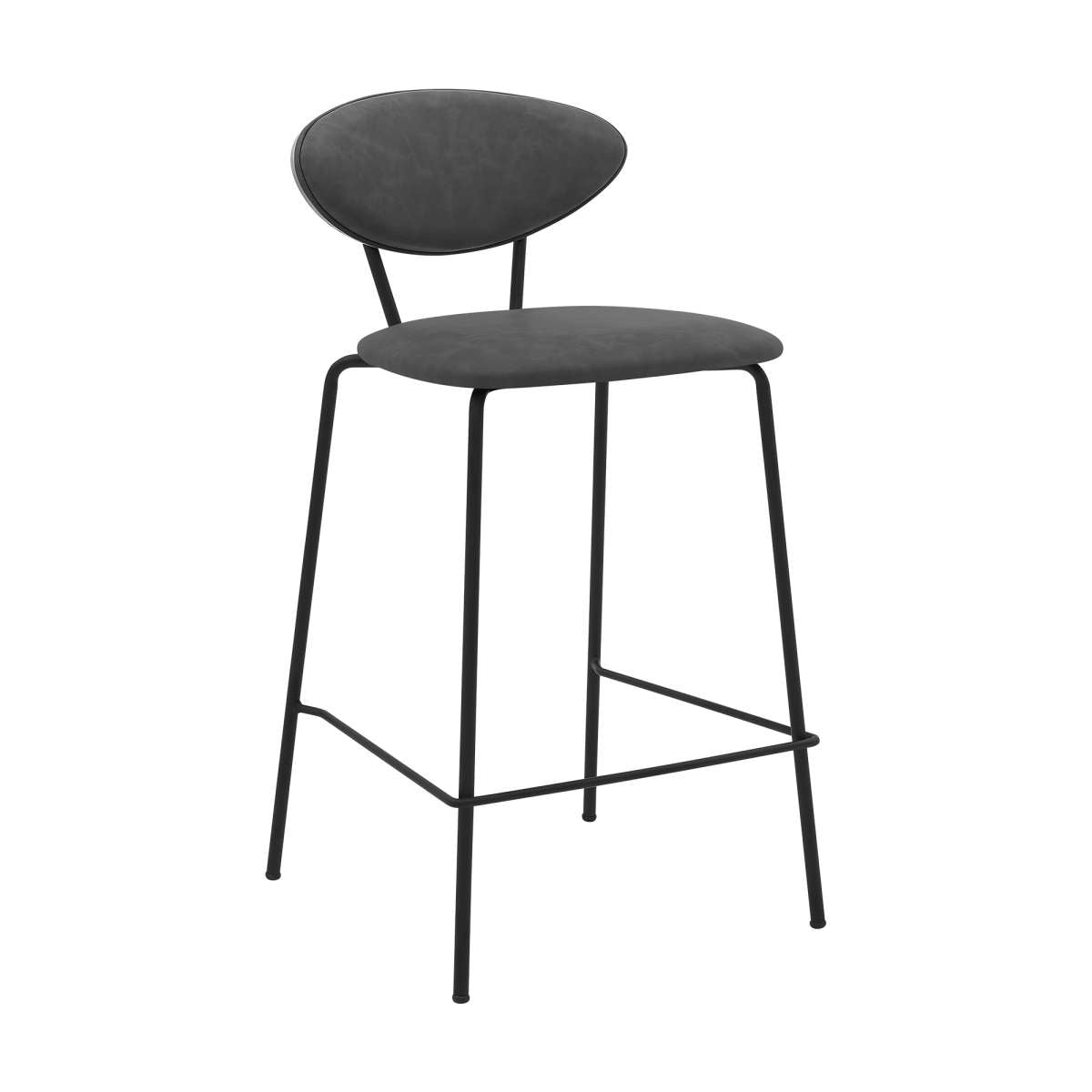 Neo 26" Gray Faux Leather and Metal Counter Height Bar Stool By Armen Living | Bar Stools |  Modishstore  - 2