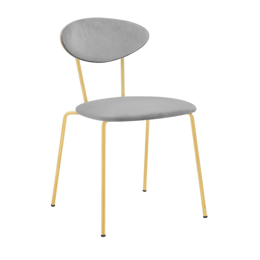 Neo Modern Gray Velvet and Gold Metal Leg Dining Room Chairs - Set of 2 By Armen Living | Dining Chairs | Modishstore - 2