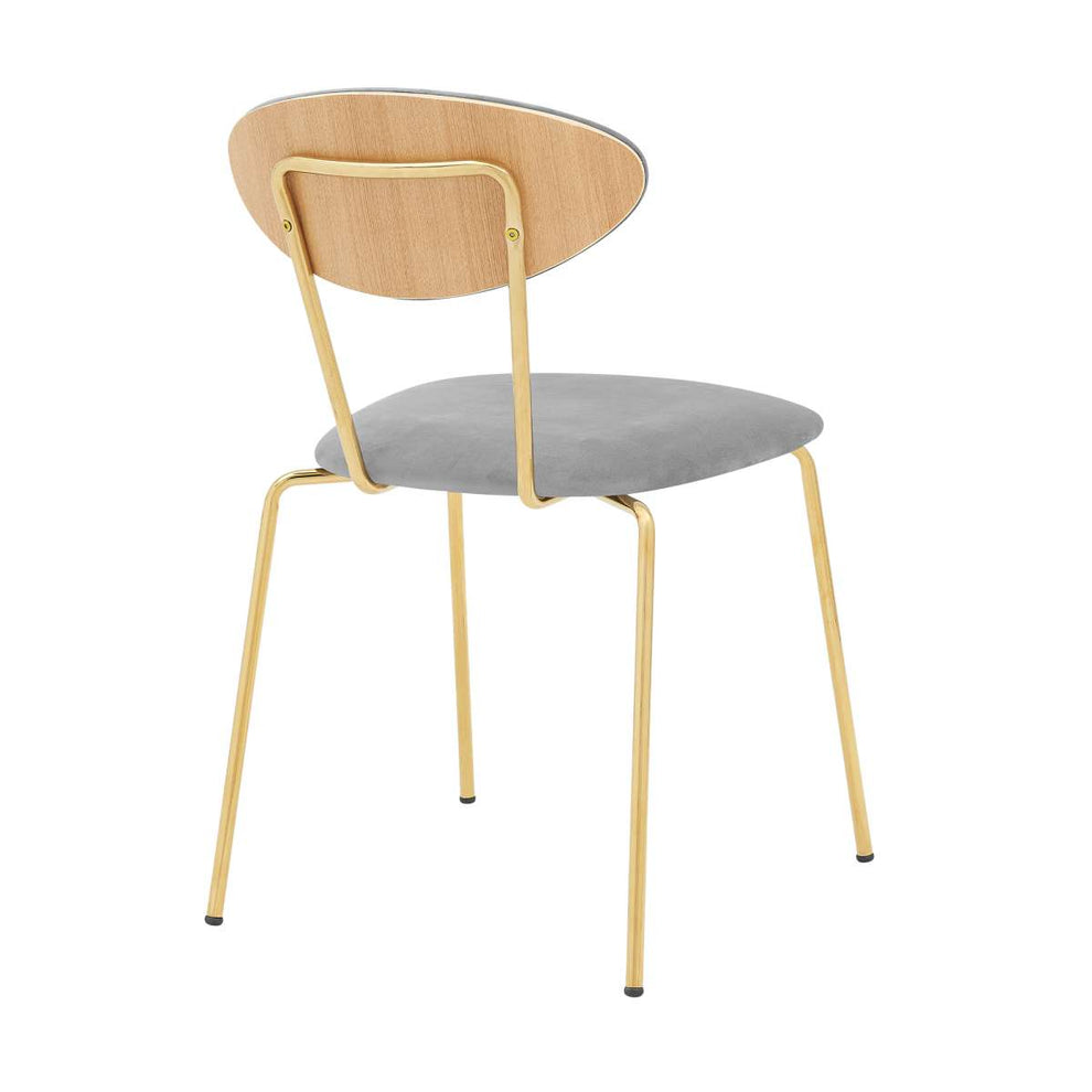 Neo Modern Gray Velvet and Gold Metal Leg Dining Room Chairs - Set of 2 By Armen Living | Dining Chairs | Modishstore - 4