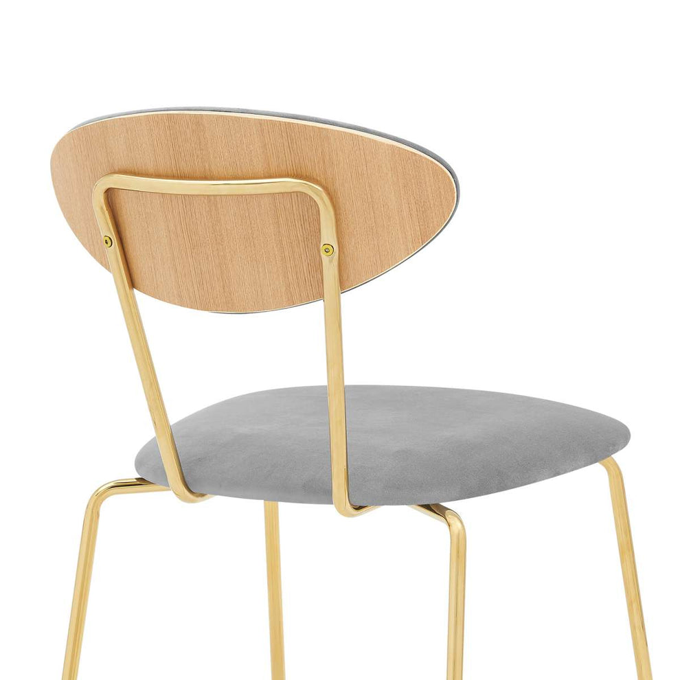 Neo Modern Gray Velvet and Gold Metal Leg Dining Room Chairs - Set of 2 By Armen Living | Dining Chairs | Modishstore - 6