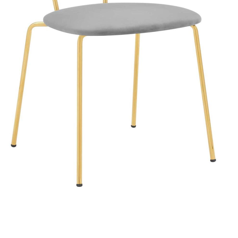 Neo Modern Gray Velvet and Gold Metal Leg Dining Room Chairs - Set of 2 By Armen Living | Dining Chairs | Modishstore - 7