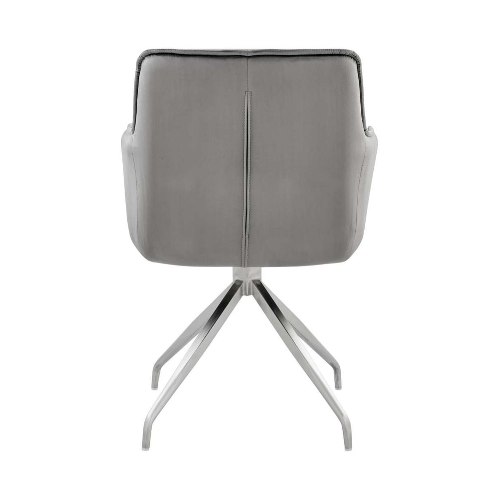 Noah Dining Room Accent Chair in Blue Velvet and Brushed Stainless Steel Finish By Armen Living | Dining Chairs | Modishstore - 15
