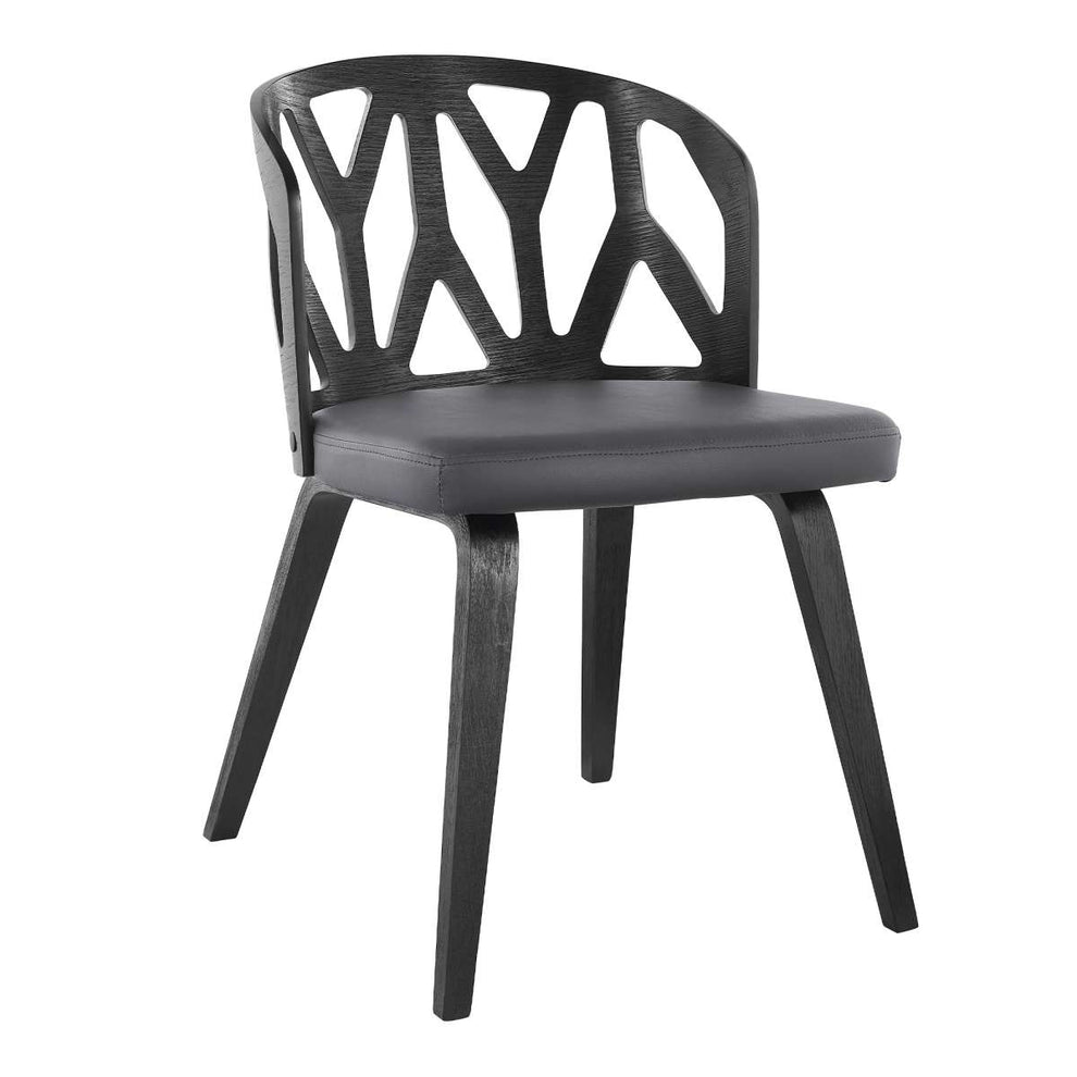 Nia Gray Faux Leather and Black Wood Dining Chairs - Set of 2 By Armen Living | Dining Chairs | Modishstore - 2