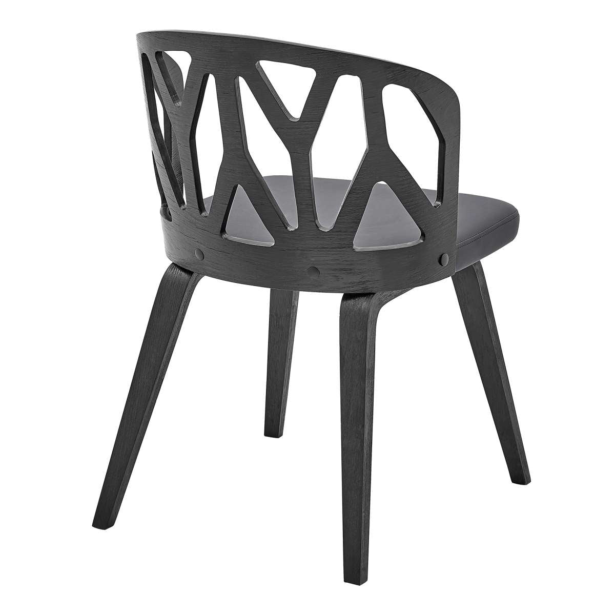 Nia Gray Faux Leather and Black Wood Dining Chairs - Set of 2 By Armen Living | Dining Chairs | Modishstore - 3
