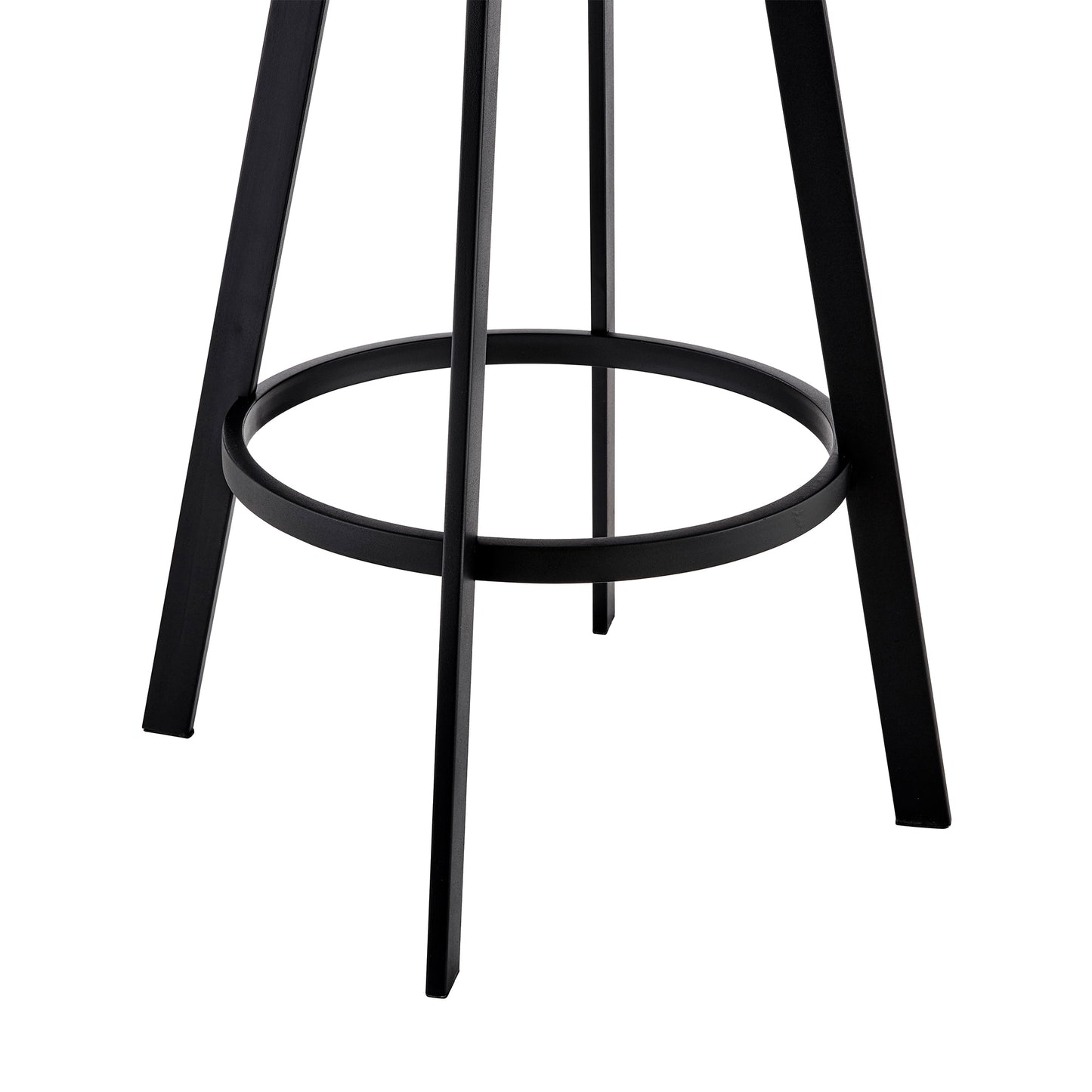 Nikole 30" Bar Height Swivel Bar Stool in Matt Black Finish with Gray Faux Leather By Armen Living | Bar Stools | Modishstore - 8