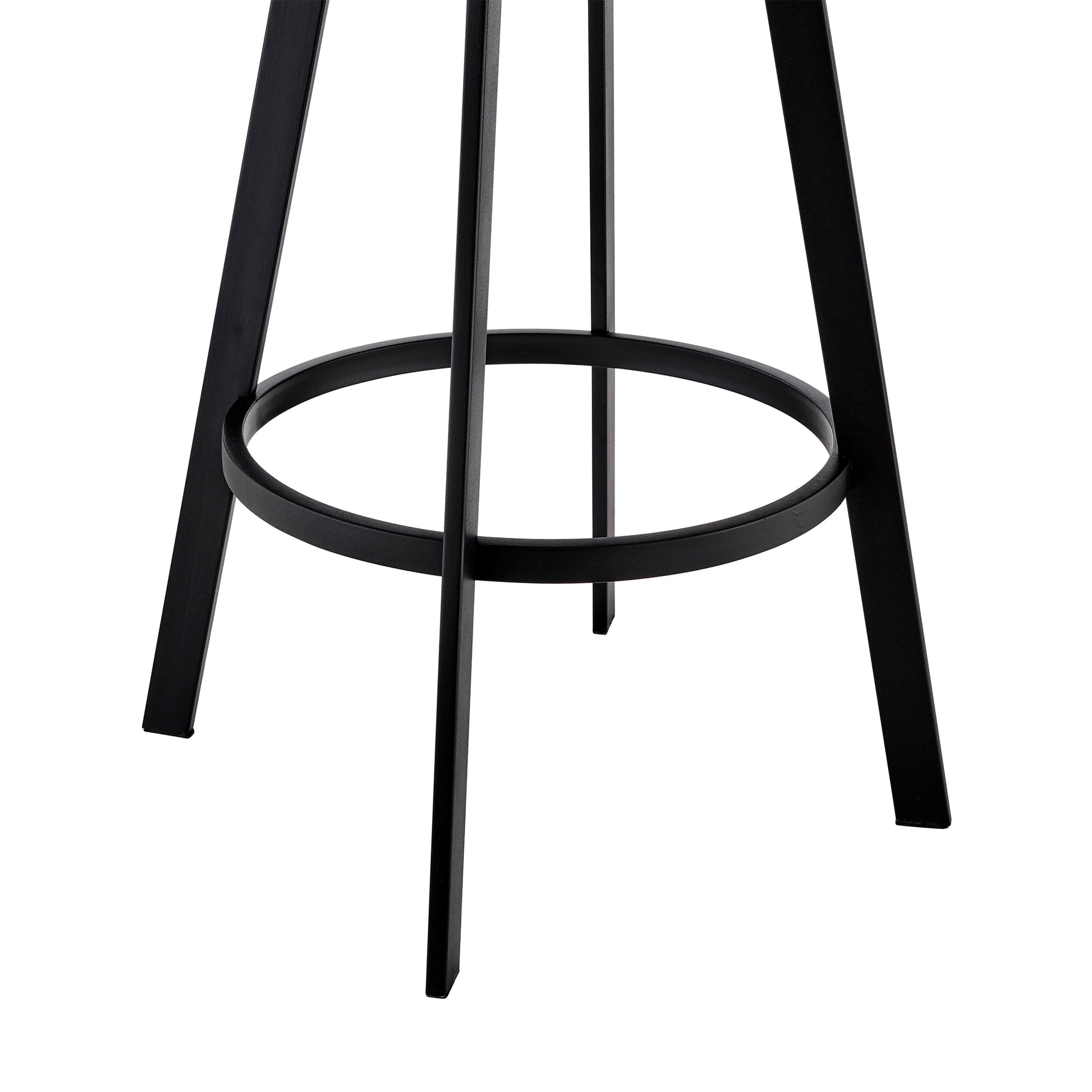Nikole 30" Bar Height Swivel Bar Stool in Matt Black Finish with Gray Faux Leather By Armen Living | Bar Stools | Modishstore - 8