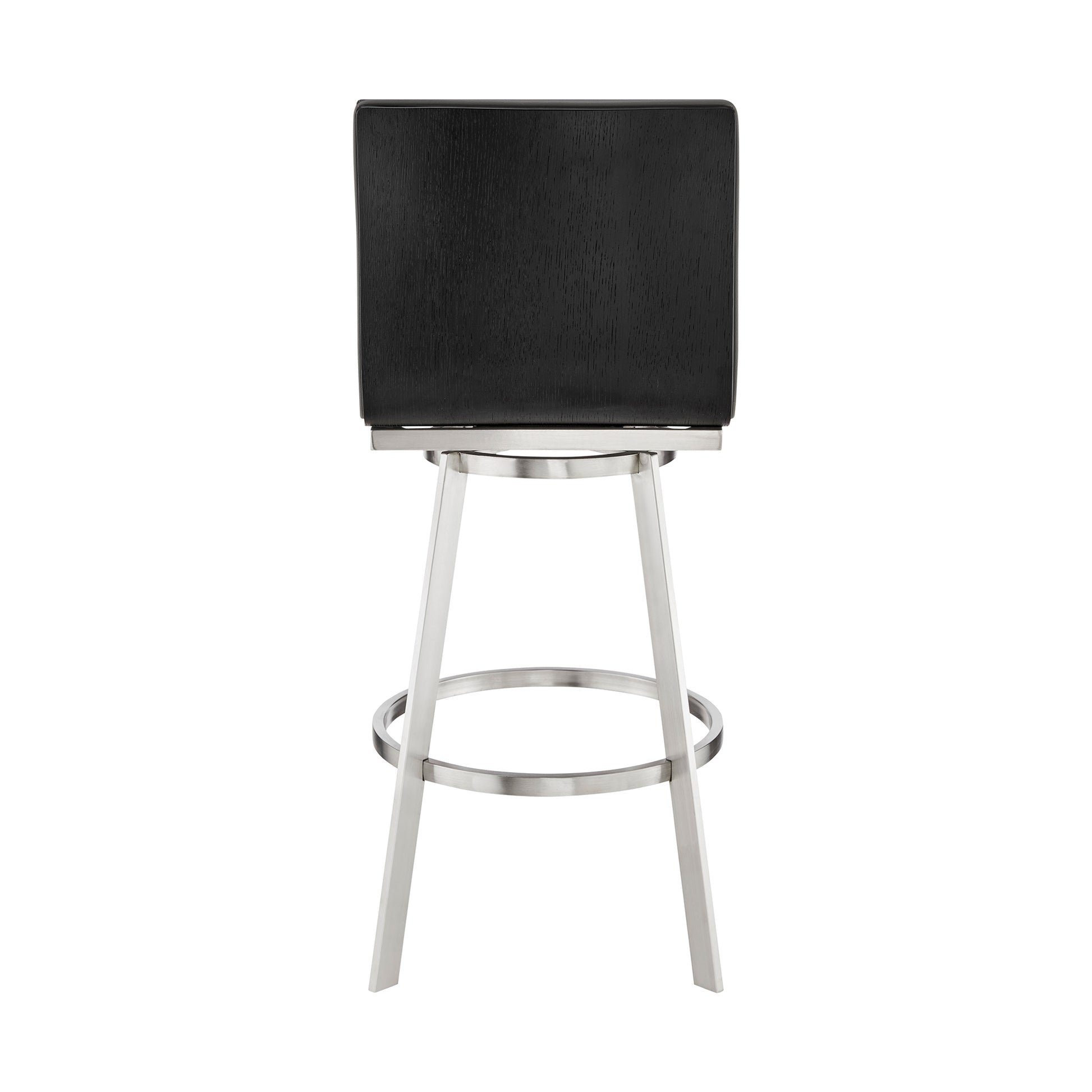 Nikole 26" Counter Height Black Swivel Bar Stool in Brushed Stainless Steel Finish and Gray Faux Leather By Armen Living | Bar Stools | Modishstore - 6