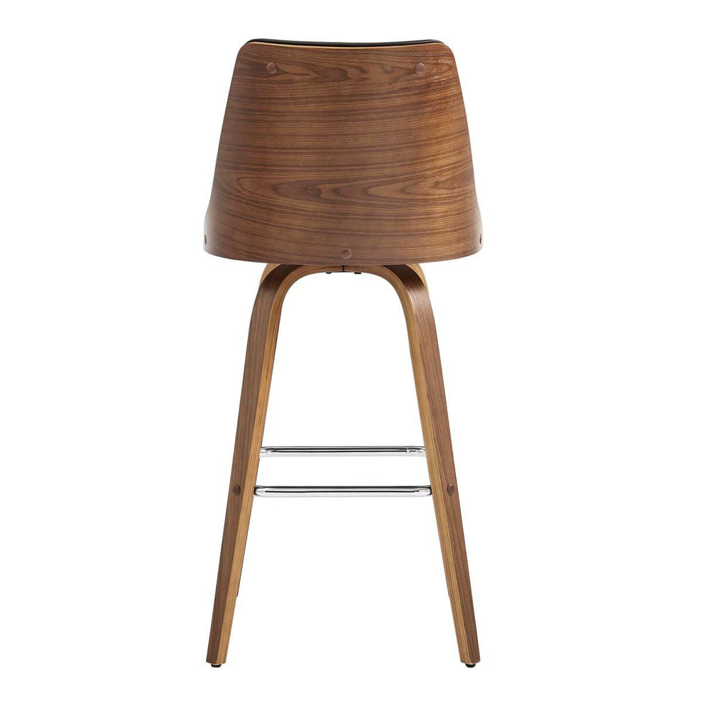 Nolte 30" Swivel Bar Stool in Brown Faux Leather and Walnut Wood By Armen Living | Bar Stools |  Modishstore  - 3
