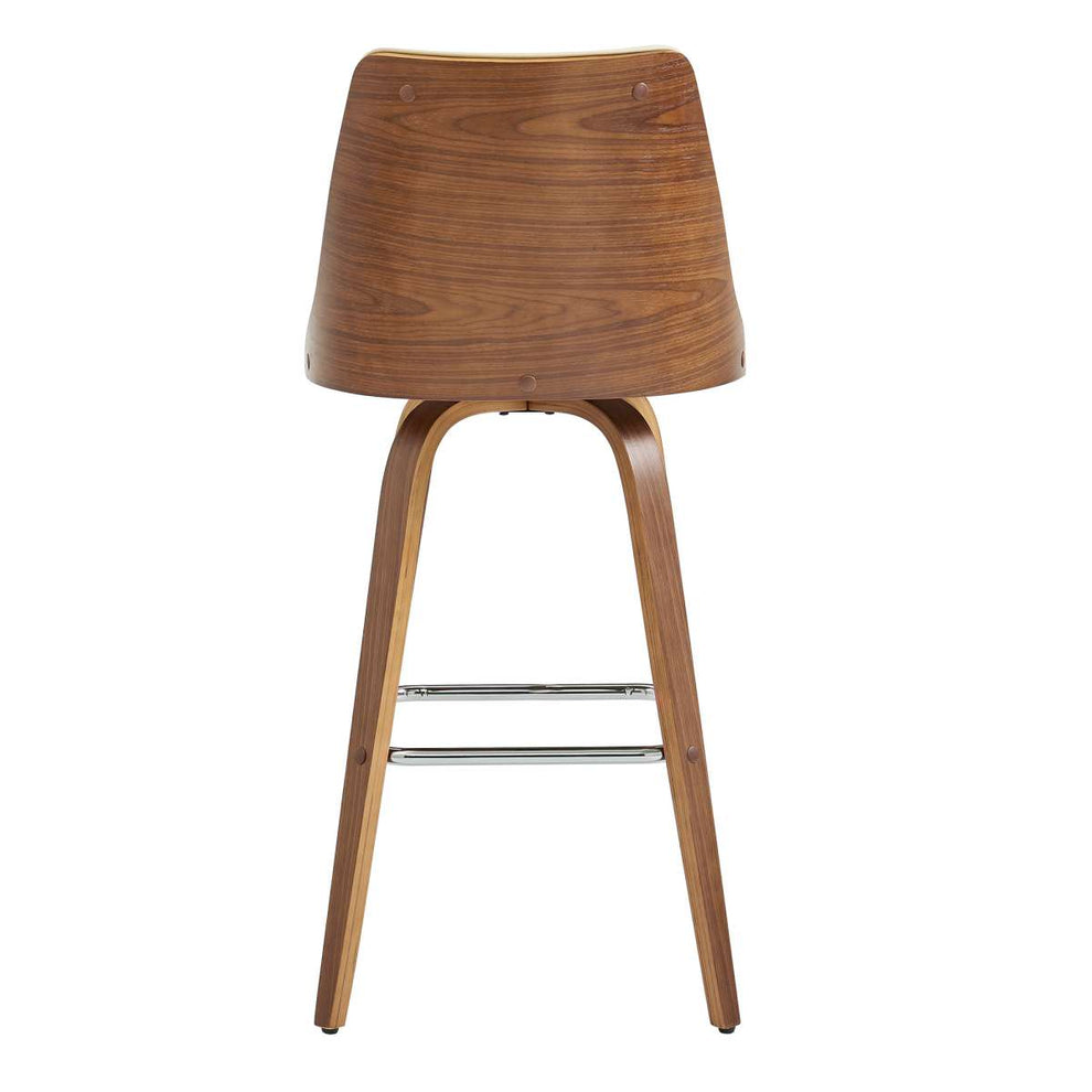 Nolte 26" Swivel Counter Stool in Cream Faux Leather and Walnut Wood By Armen Living | Bar Stools |  Modishstore  - 8