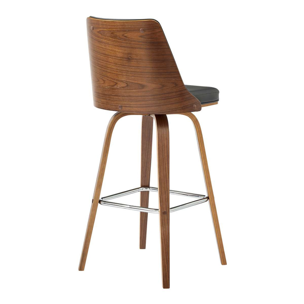 Nolte 30" Swivel Bar Stool in Gray Faux Leather and Walnut Wood By Armen Living | Bar Stools |  Modishstore  - 7