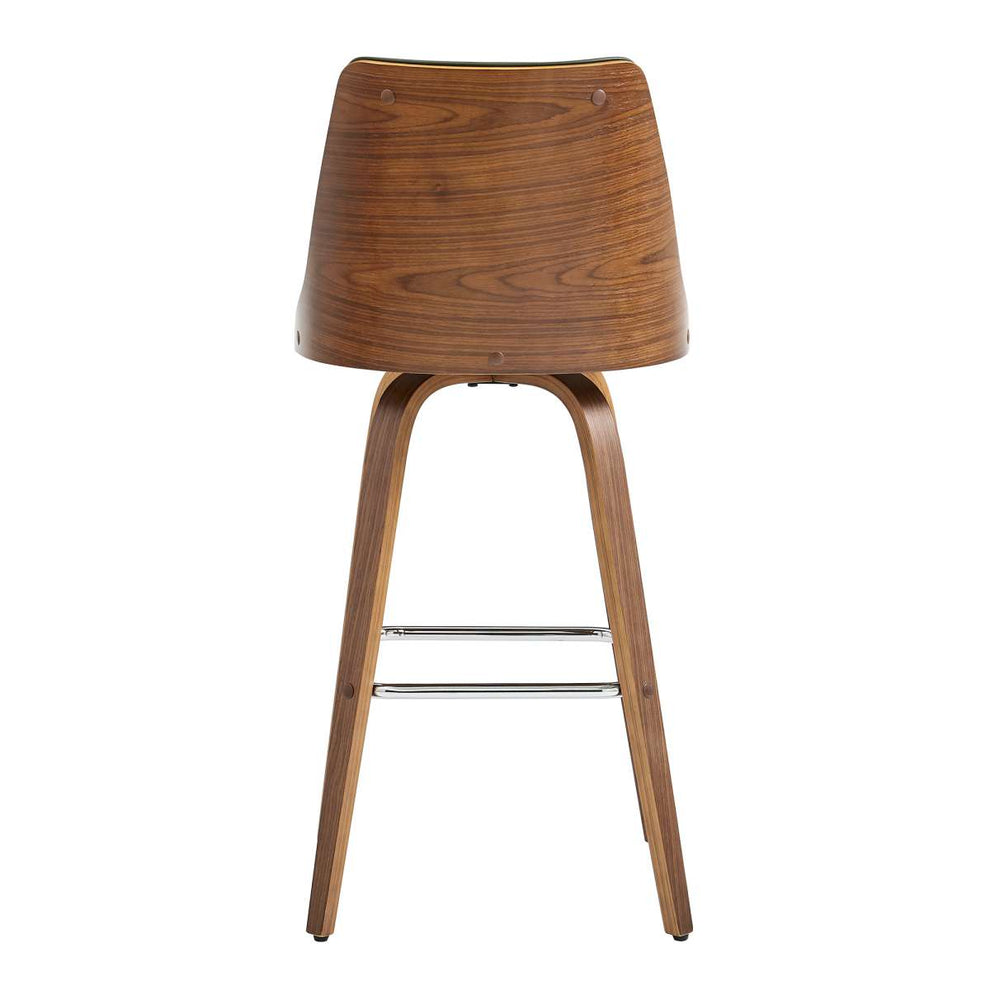 Nolte 30" Swivel Bar Stool in Gray Faux Leather and Walnut Wood By Armen Living | Bar Stools |  Modishstore  - 8