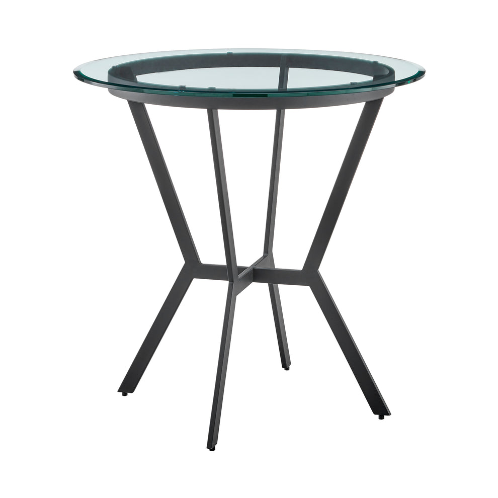 Naomi Round Glass and Black Metal Bar Table By Armen Living | Bar Tables | Modishstore - 2