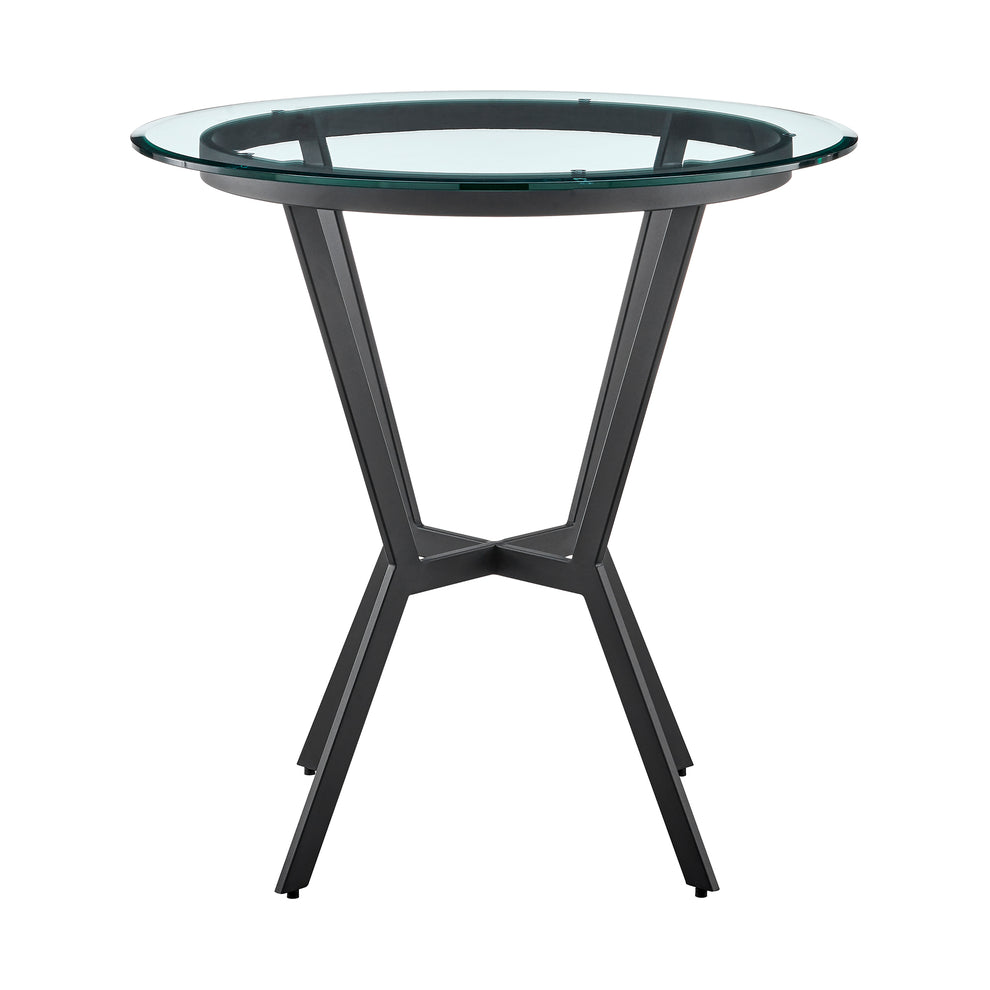 Naomi Round Glass and Black Metal Bar Table By Armen Living | Bar Tables | Modishstore - 3